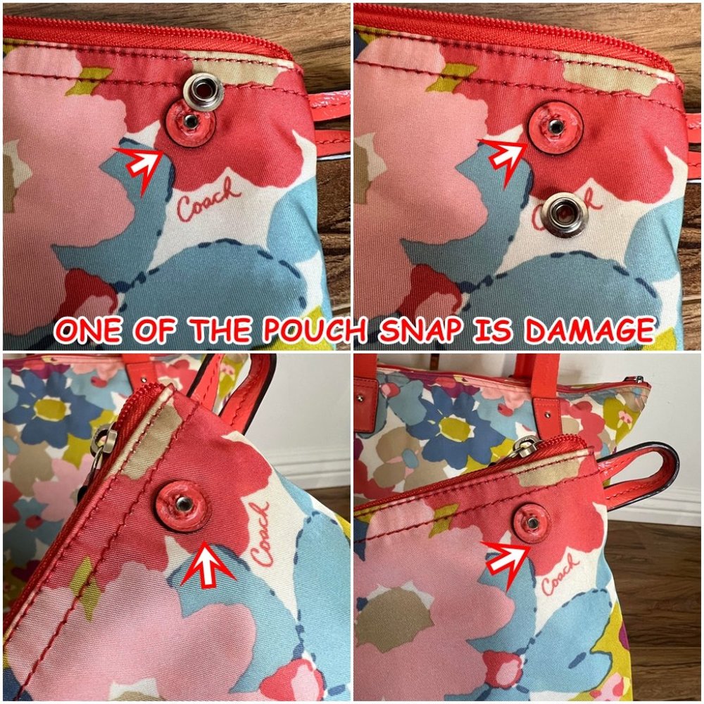 ❤️❤️❤️❤️SOLD❤️❤️❤️❤️Coach Floral Fabric-Nylon Bag & Snap Pouch🧡 - Picture 11 of 17